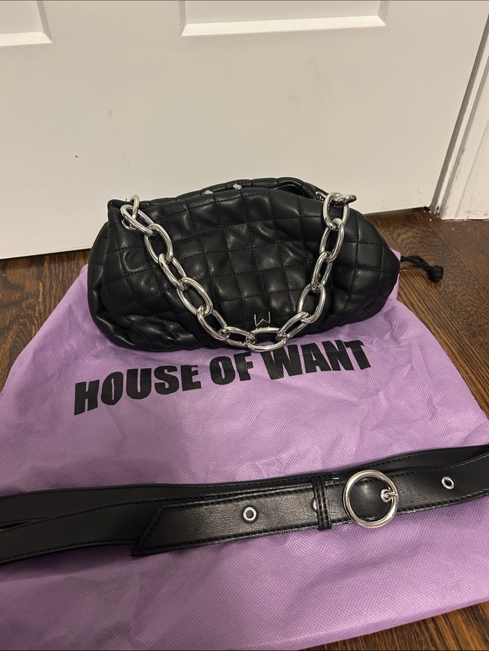 Black Quilted Chain Shoulder Bag